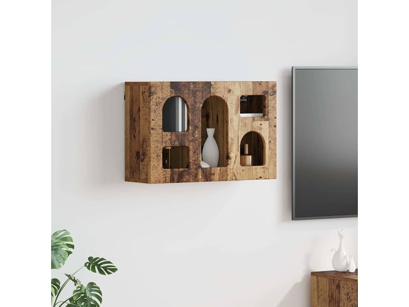 Armoire suspendue, meuble de rangement avec étagère elst bois ancien 60x20x40 cm - Conforama B