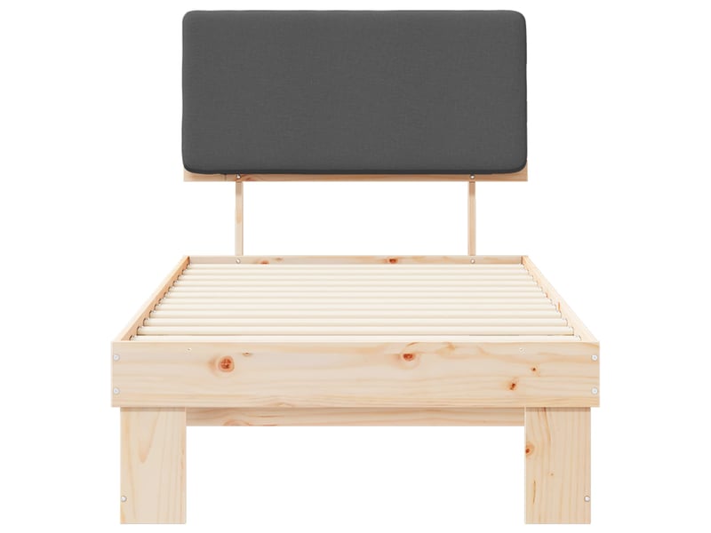  Lit simple- lit adulte -  cadre de lit avec tête de lit rembourrée gris foncé 80 x 200 cm  - Conforama D