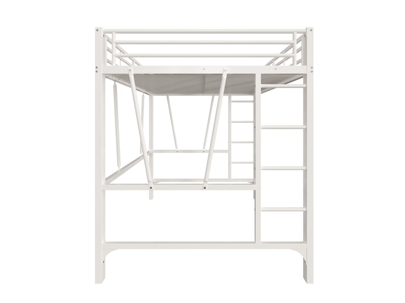  Lit mezzanine 140x200 cm – avec double échelle et espace sous lit modulable – métal – blanc CozyNest - Conforama E