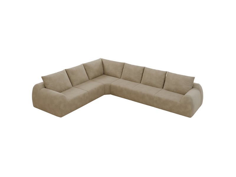  Canapé d'angle modenvie 6 places en tissu chenille, mousse haute élasticité, forme l, kaki, 334 x 267 x 85 cm  - Conforama A