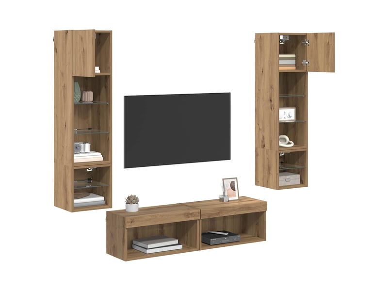  Unité murale de tv 6 pcs chêne artisanal bois d'ingénierie shl46318  - Conforama C