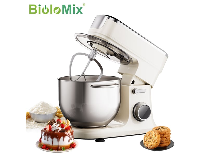 Biolomix bm606e 7l mélangeurs alimentaires de grande capacité pour la cuisson 1200w dc motor stand mixer avec crochet à pâte, fouet et outils de batteur pour la fabrication de gâteaux et de pizzas  - Conforama A