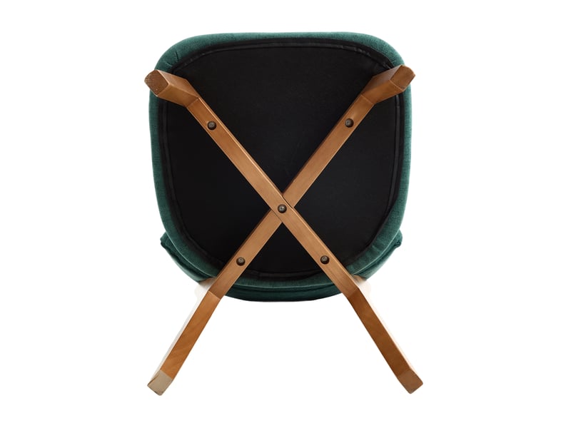  Chaise de salle à manger lot de 2, assise rembourrée ergonomique et pieds en bois massif, tissu vert 54,5 × 47 × 77 cm  - Conforama E