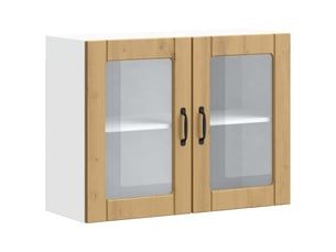 Meuble de rangement, armoire murale de cuisine avec porte en verre lucca
