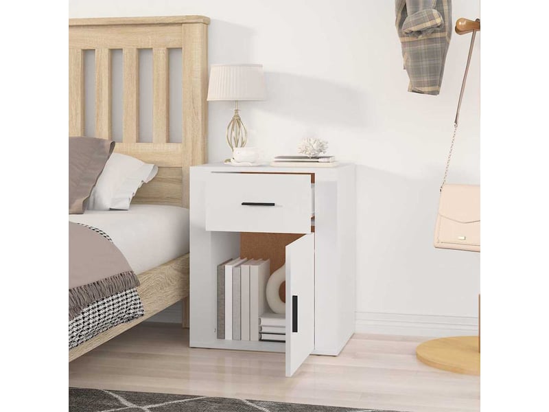  Table de chevet - cabinet de chevet - table de nuit blanc 50x36x60 cm bois d'ingénierie  - Conforama B