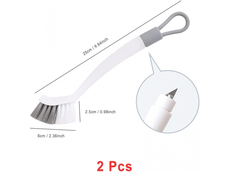  Brosse nettoyage salle de bain,brosse de nettoyage cuisine,2 brosses,blanc gris,outil d'élimination des taches intégré,pour cuisine  - Conforama B