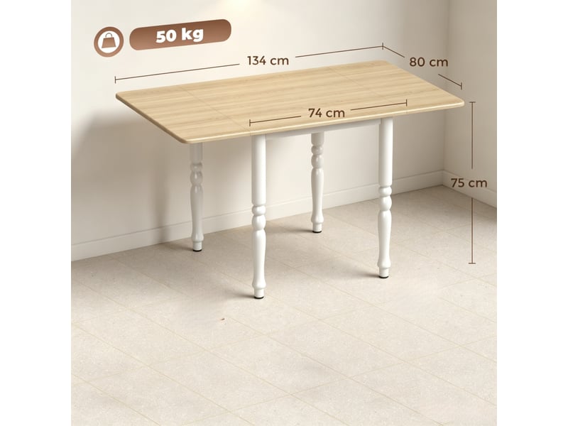 Table extensible 2 à 6 personnes avec 2 rallonges, pour salle à manger, en mdf et acier, 134 × 80 × 75 cm - Conforama D