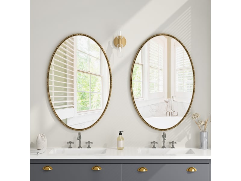  Miroir ovale doré effet antique, 65 x 100 cm, mural  - Conforama C