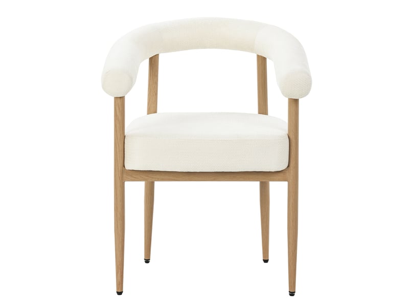  Lot de 6 chaises de salle à manger 48,5x40,5x78 cm, blanc, tissu, métal, style moderne, pieds ajustables, ergonomique  - Conforama A