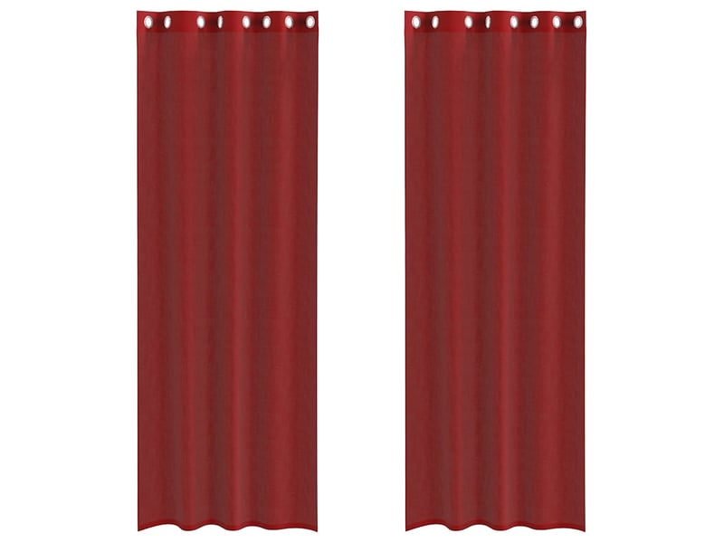  Lot de 2 rideaux en voile, voilages avec œillets rouge bordeaux cf44407  - Conforama A