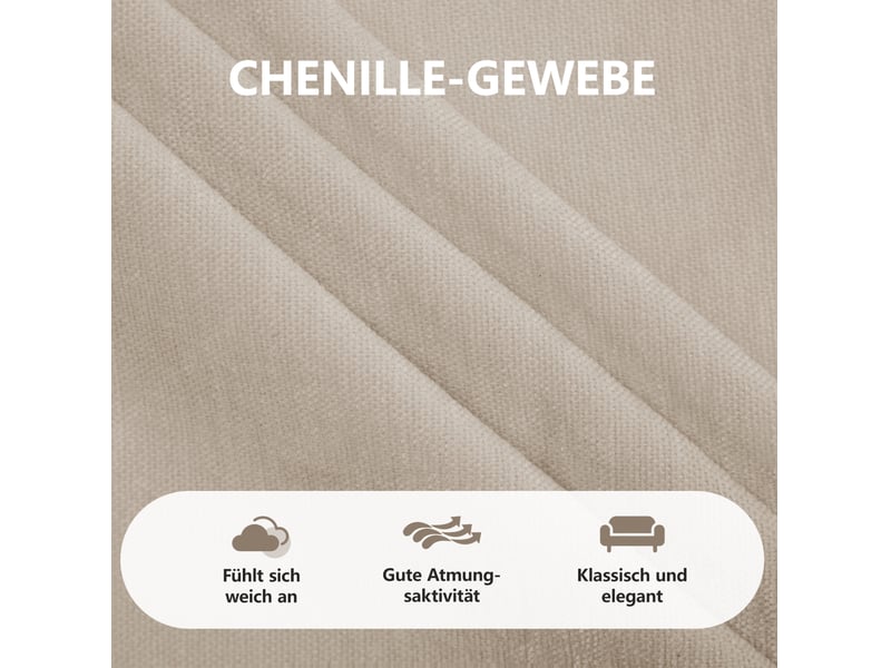  Canapé modulaire en u 3 places 253x143x88 cm avec 2 poufs, confort multicouche, montage facile, chenille café clair  - Conforama E