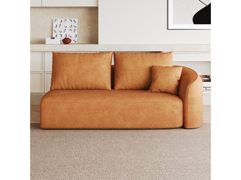  Canapé 2 places orange en tissu chenille, design moderne sans montage, 160 cm  - Conforama B