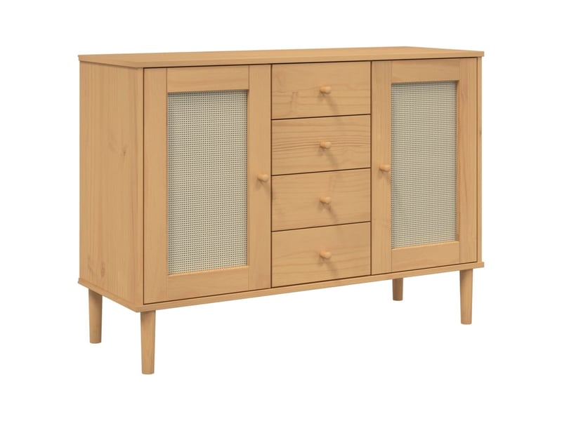 Buffet - bahut - meuble de rangement senja aspect rotin marron 112x40x80cm bois massif de pin - Conforama A