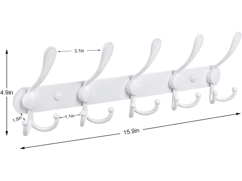  Porte-manteau mural avec 5 crochets triples en inox robuste, support pour vestes, sacs et chapeaux, organisation d'entrée de maison haute qualité, noir  - Conforama B