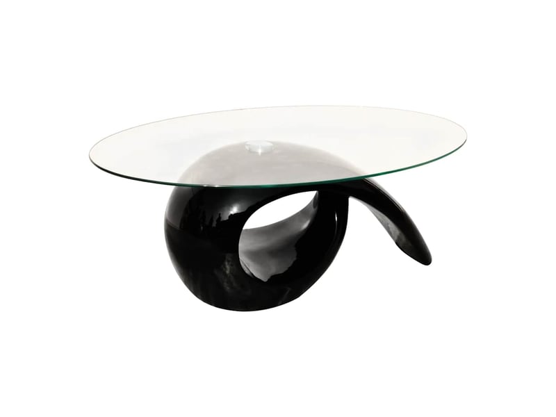  Table basse | table d'appoint salon avec dessus de table en verre ovale noir brillant shl2383  - Conforama A