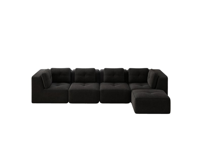  Canapé modulable 4 places en velours côtelé noir, sans montage  - Conforama A