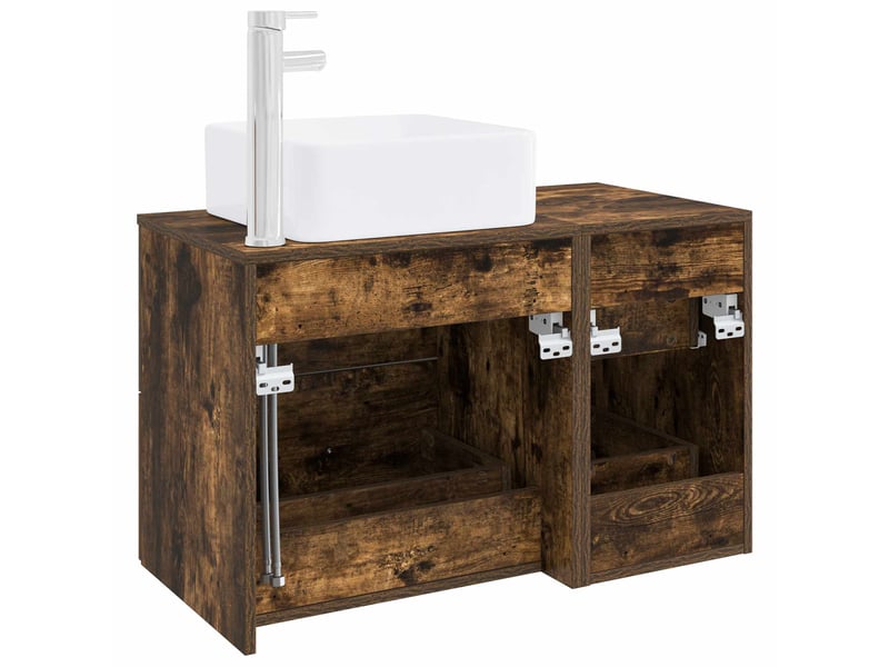 Ensemble de mobilier de salle de bain 2 pcs chêne fumé shl9571 - Conforama E