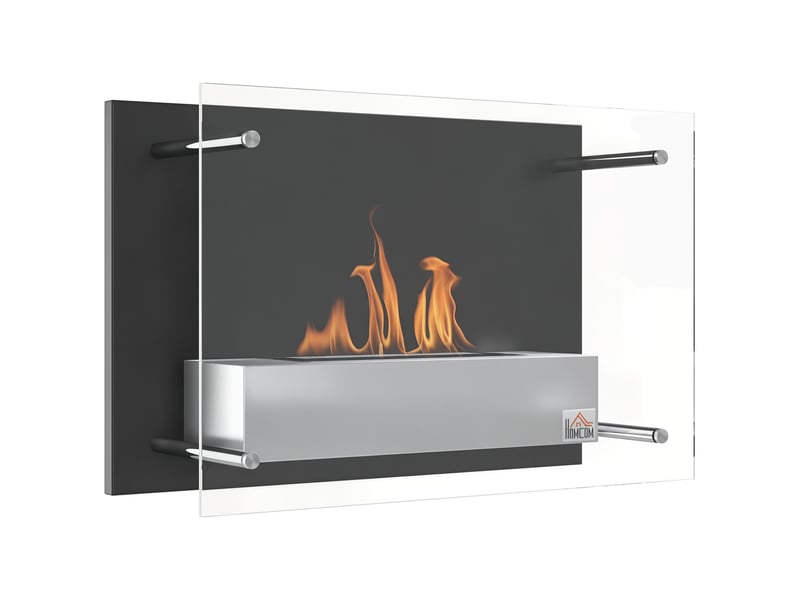  Cheminée bioéthanol murale noire, brûleur 0,9 l, 60 x 22 x 40 cm  - Conforama A