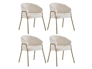 Lot de 4 chaises de salle à manger,49x48x78 cm,avec pieds dorés,tissu,blanc