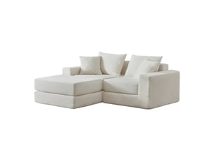 Canapé modulaire 3 places 259.5x96x80 cm blanc, socle antidérapant