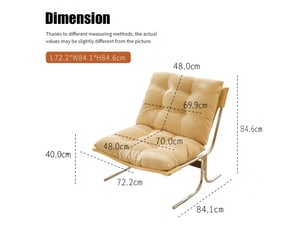 Fauteuil couleur crème 72x84x85cm - fauteuil lounge en velours côtelé style barcelone avec housse amovible et pieds en métal.