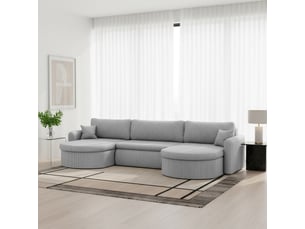 Canapé d'angle universel verona u avec fonction couchage, pour salon, gris clair