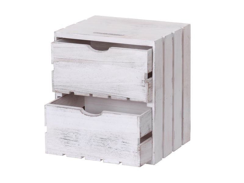 Commode hwc-c62, 2 tiroirs, 36x32x26cm - blanc shabby - Conforama C