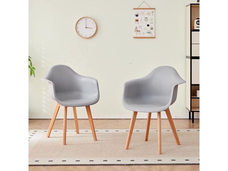 Lot de 4 chaises de salle à manger -pieds en hêtre - chaises de salle à manger scandinaves - gris - Conforama D