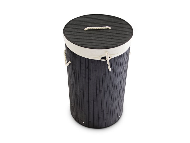  Panier à linge rond pliable grande capacité 65 x 41 cm facile à transporter style naturel en bambou beige 13_0005143  - Conforama A