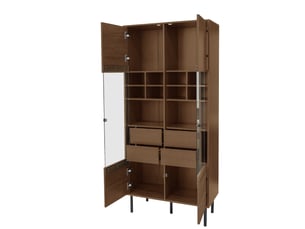 Vitrine coloris bois foncé  OKMYHOME  - 75.5 cmx164.5 cm