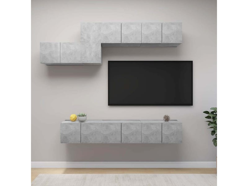  Ensemble de meubles tv 7 pcs gris béton bois d'ingénierie shl6935  - Conforama B