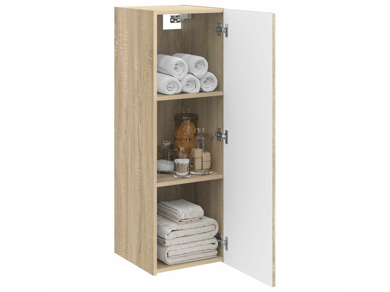  Cabinet salle de bain mural, meuble de rangement chêne sonoma 33x34.5x60 cm shl9749  - Conforama C