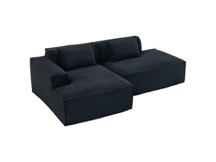 Canapé d'angle réversible convertible <strong>SAPGAKS</strong> <strong></strong> 3 places Coton / Polyester noir