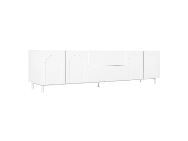  Meuble tv blanc à motif arc avec 4 portes et 2 tiroirs  - Conforama A