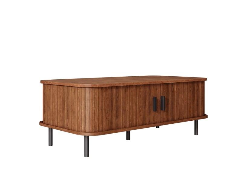  Table basse avec 2 portes coulissantes mdf coloris noyer 100 x 50 x 45 cm N621P496673N - Conforama B