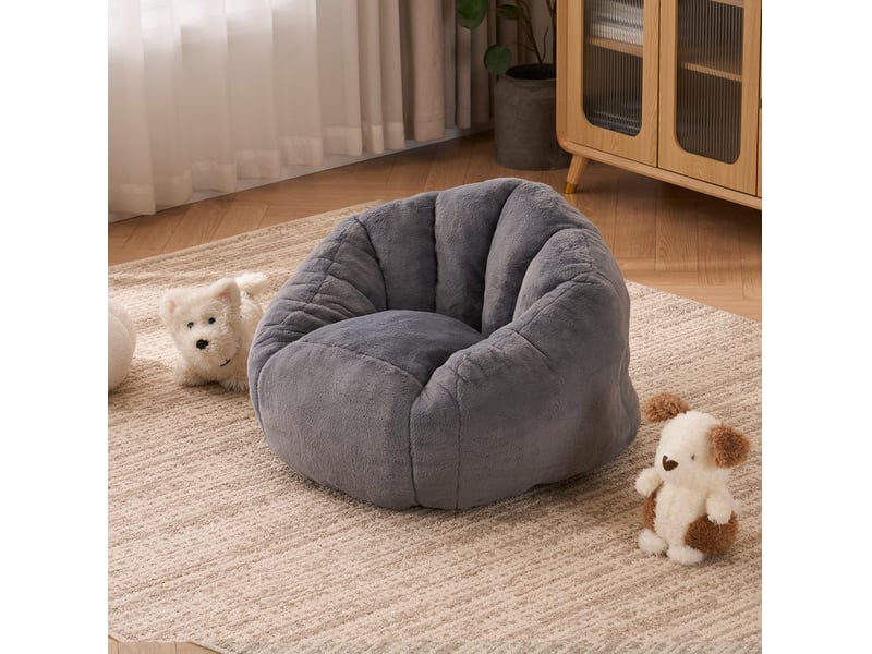 Fauteuil poire enfant modenvie gris en peluche polyester avec soutien ergonomique 75 x 70 x 52 cm  - Conforama B