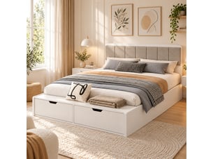 Lit avec rangement 140x200 cm <strong></strong>  <strong></strong> coloris blanc