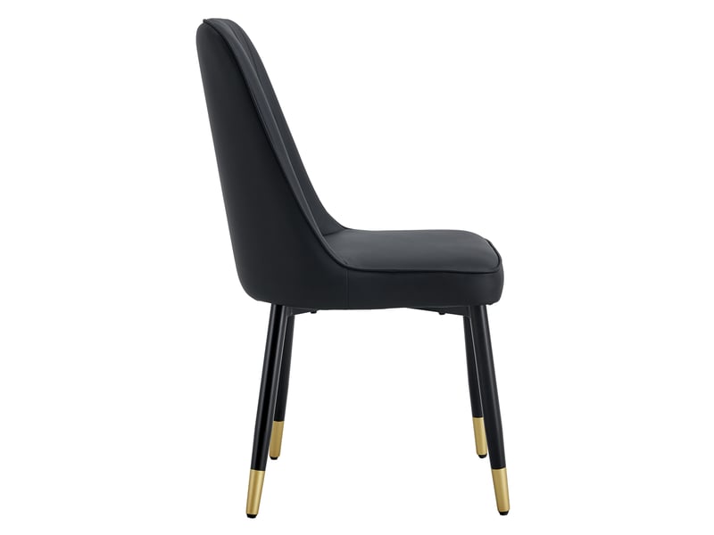  Lot de 6 chaises de salle à manger noires en simili cuir pu, pieds métal noir  - Conforama E