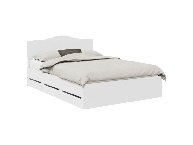 Lit double- lit adulte - cadre de lit avec tiroir blanc 160 x 200 cm bois ingénierie - Conforama A