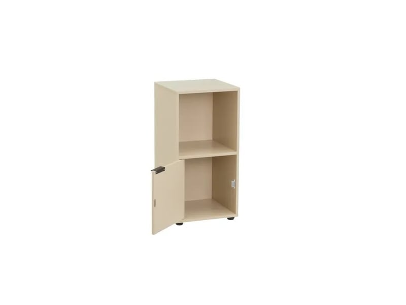 Table de chevet meuble de rangement à 1 niche et 1 porte, coloris greige - longueur 31 x profondeur 29 x hauteur 61 cm - Conforama C