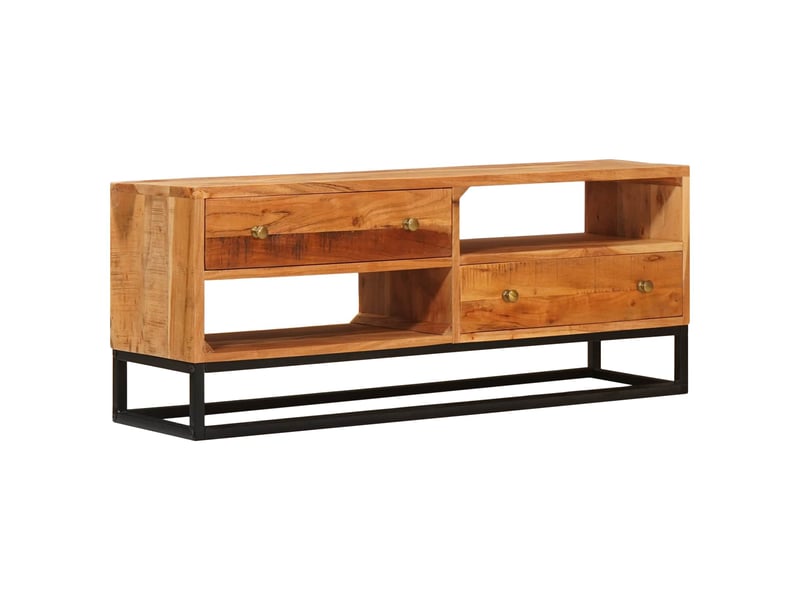  Meuble tv - banc tv - meuble de rangement naturel 110 x 30 x 44 cm bois d'acacia massif  - Conforama D