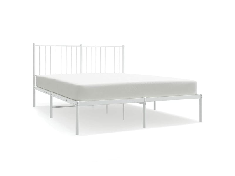  Lit double- lit adulte -  cadre de lit métal sans matelas et tête de lit blanc 135x190 cm  - Conforama A