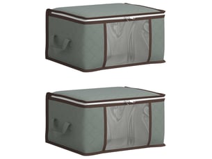 Boîte de rangement avec fenêtre latérale transparente 2 pcs gris shl10512