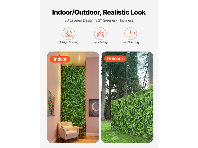  Vevor mur végétal artificiel haie artificielle déco intérieur extérieur 3x1 m  - Conforama E