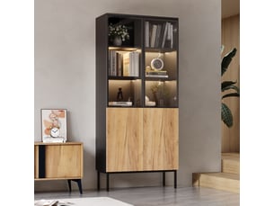 Vitrine coloris bois clair 3 étagère(s) <strong></strong> <strong></strong> - 74 cmx180 cm