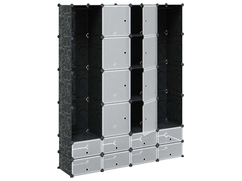  Armoire modulaire 18 compartiments noir et blanc 37x146x180,5cm  - Conforama C