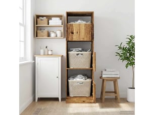 Armoire à laver avec stockage chêne artisanal 50x68x162 cm