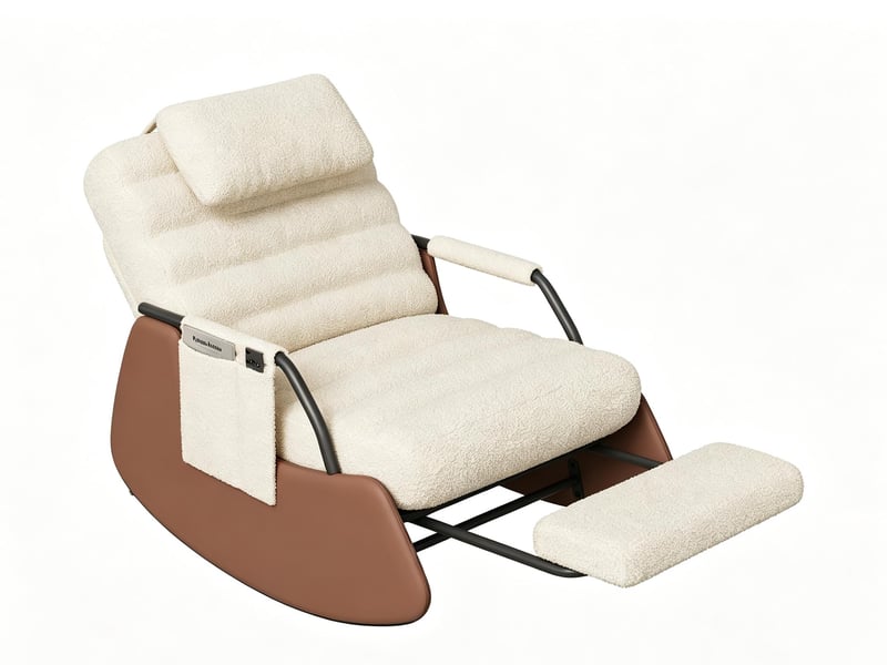  Fauteuil à bascule en velours côtelé beige – avec repose-pieds – dossier réglable en trois positions – coussin d'assise épais – design ergonomique  - Conforama A