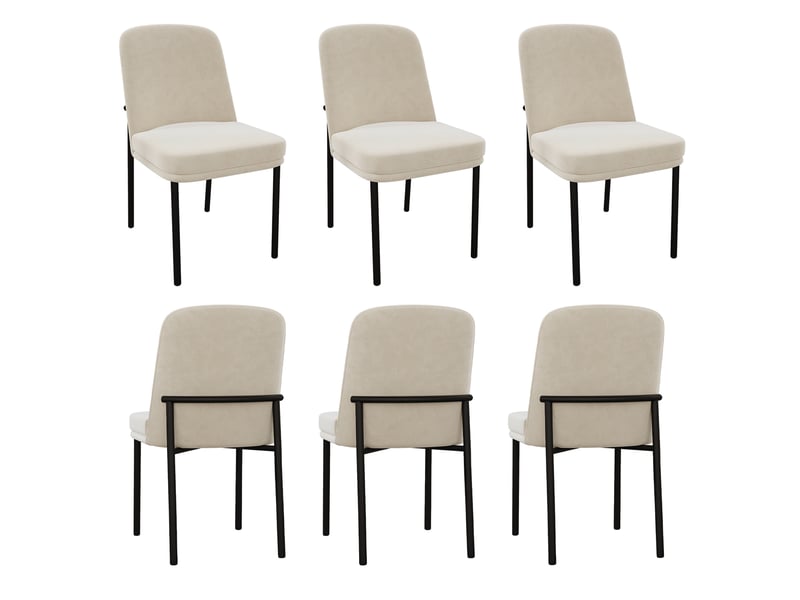  Lot de 6 chaises en velours coloris beige chaise beige - Conforama A