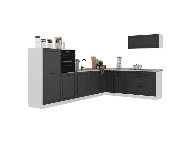  Vicco cuisine en angle, anthracite campagneblanc, 327 x cm sans plan de travail  - Conforama E